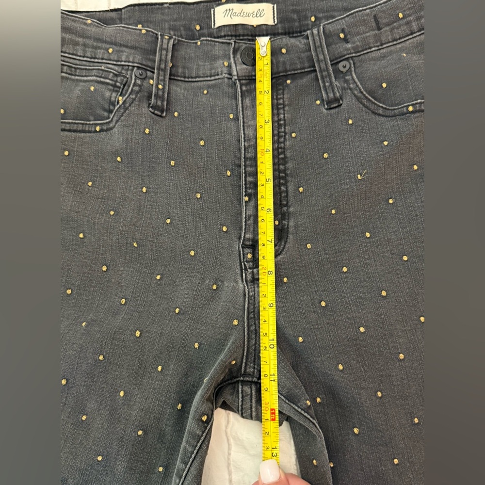 Madewell Women's Black Grey 10" High Rise Skinny Jeans Metallic Dot Edition 30 - Picture 13 of 16